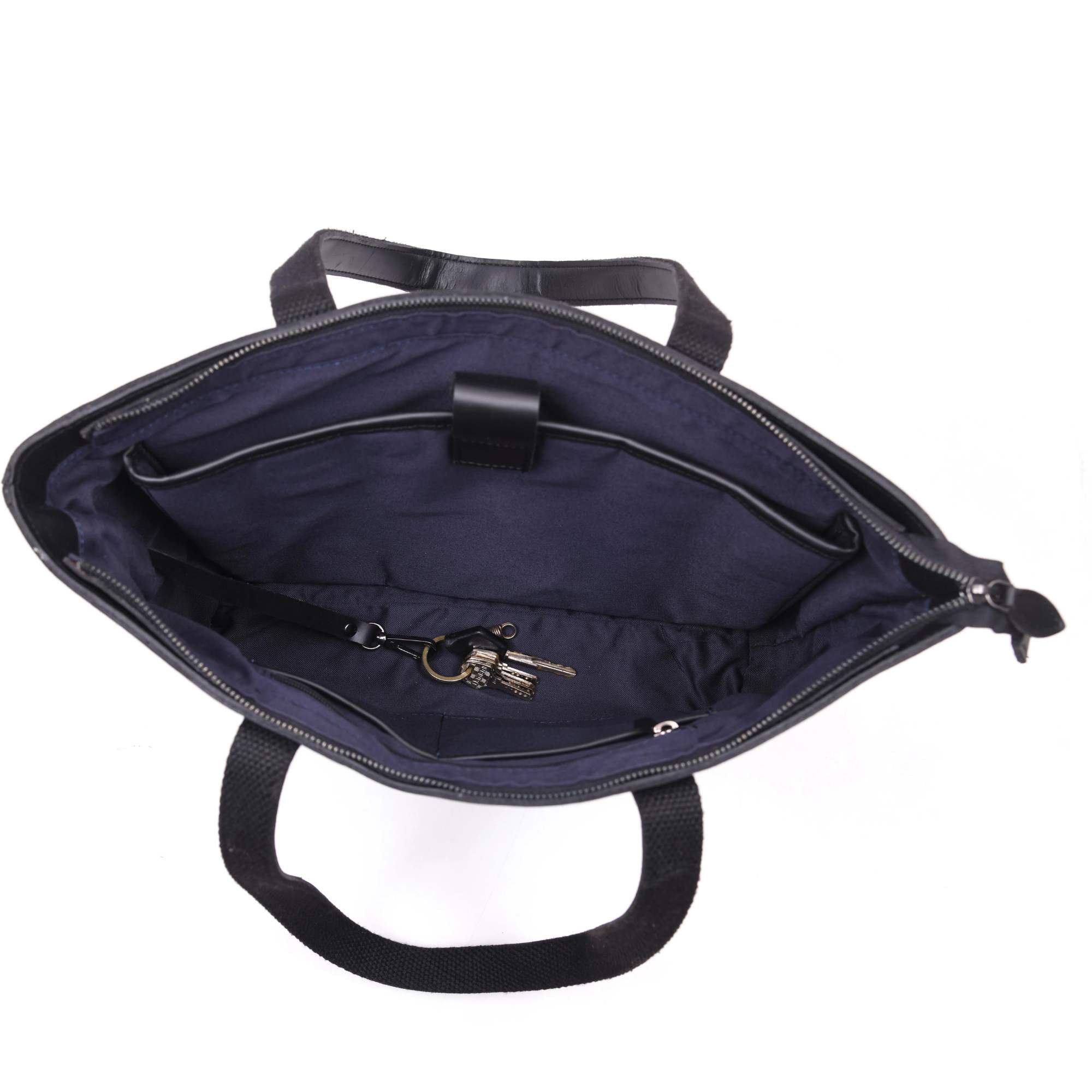 Classic Black Leather Tote Bag